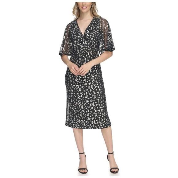 NWT Kensie Women's Sequins V-Neck Midi Dress Casual Dress sz 2 - Picture 6 of 7